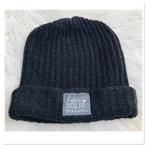Love Your Melon Knit Beanie Dark Gray Cuffed Style  One Size Adult